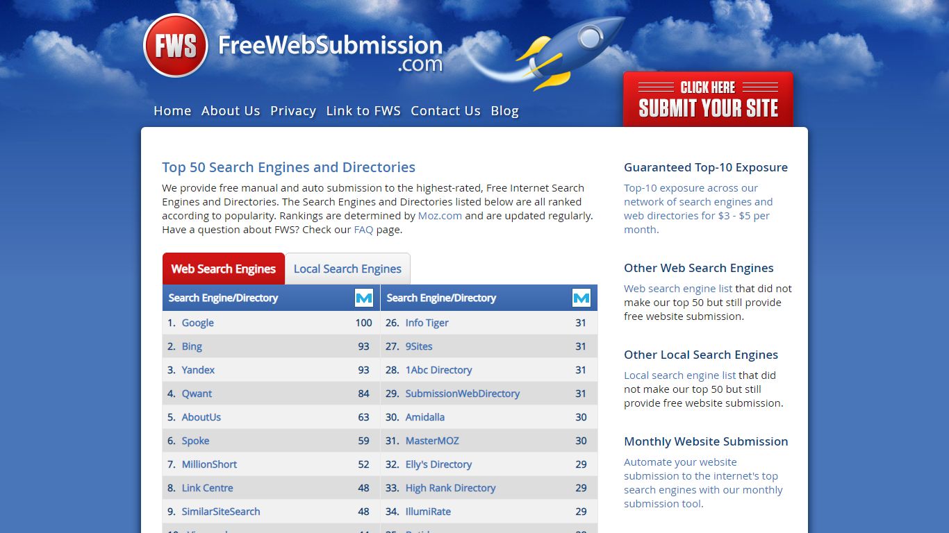 Free Web Submission: Free Search Engine Submission and Site Promotion